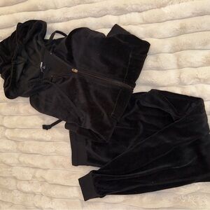 Fashion Nova Black Velour Sweater Set